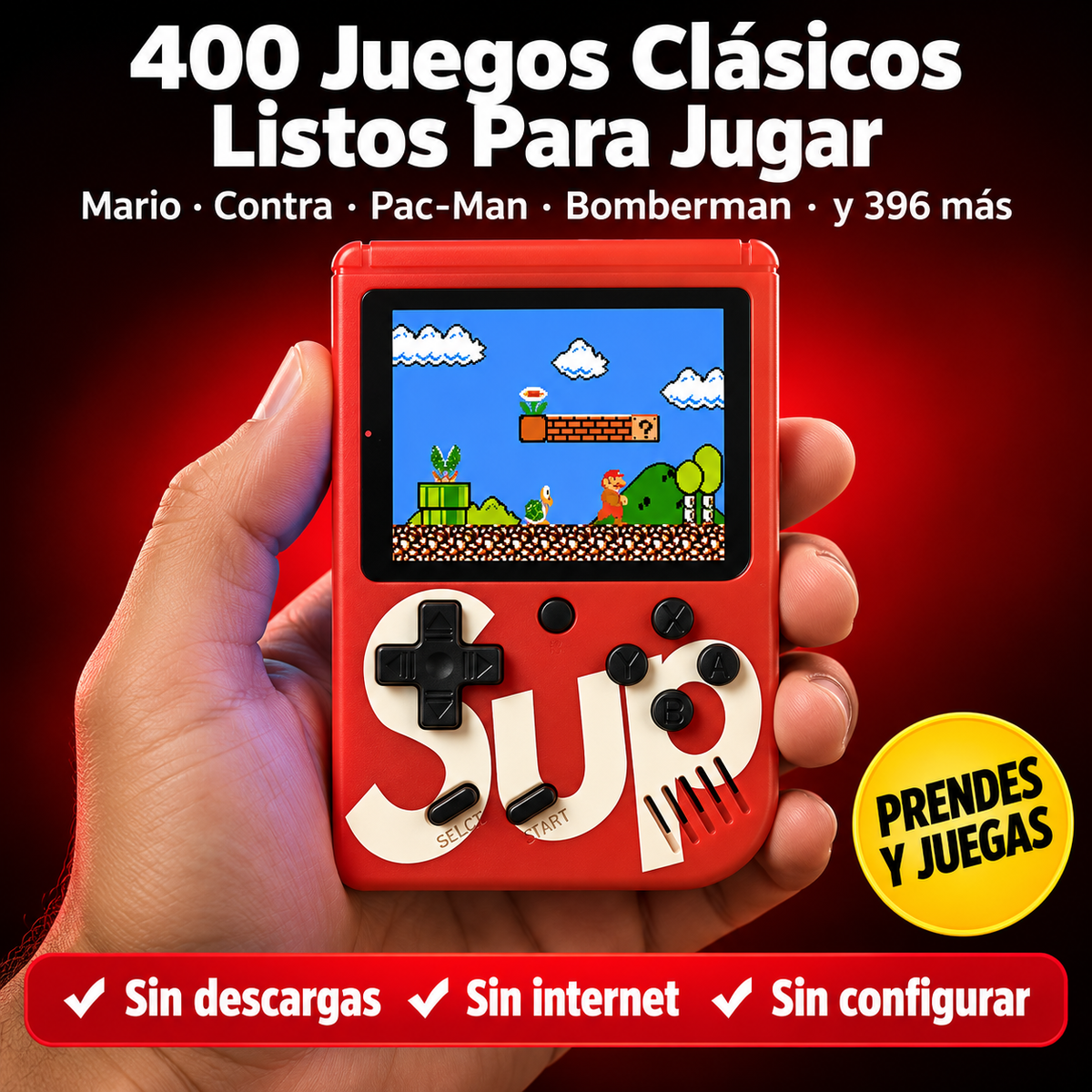 SupGame Box | Consola Retro Portátil con 400 Juegos Clásicos