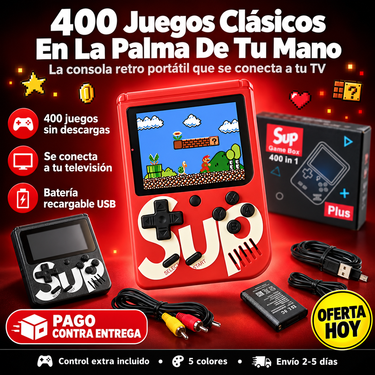 SupGame Box | Consola Retro Portátil con 400 Juegos Clásicos
